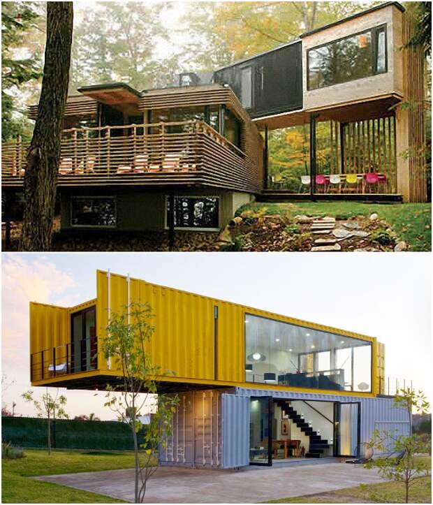 Эффектные композиции из контейнеров, которые превратили в достойные жилища. 