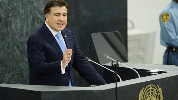 Михаил Саакашвили выступает на 68-й Генасамблее ООН, фото с места события