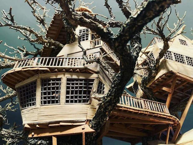Крошечные домики на деревьях бонсай