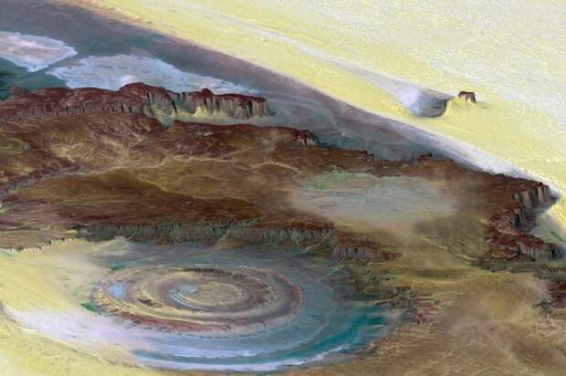 Разноцветный «Глаз Сахары» диаметром 50 километров виден даже из космоса!