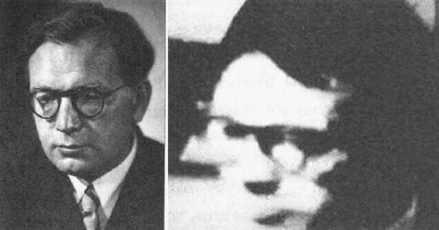 Константин Раудив. Фото сделанное при земной жизни и полученное его видеоизображение при помощи ИТК после перехода в другой мир.