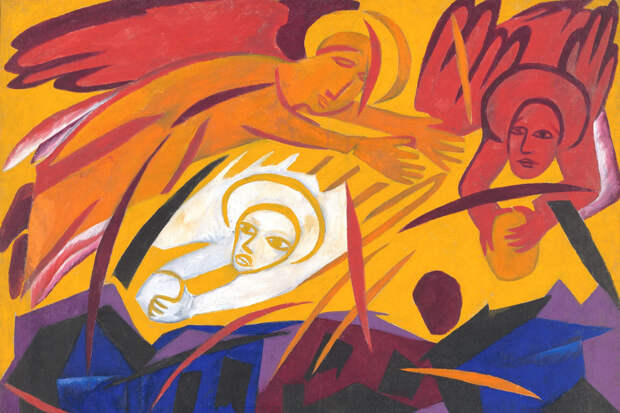 Наталья Гончарова, «Ангелы, мечущие камни на город», 1911 год