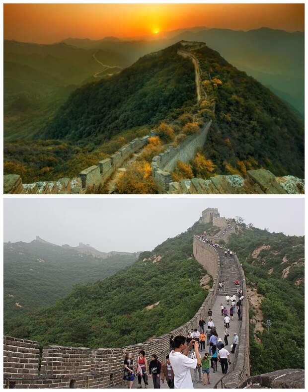 Фрагменты Великой Китайской стены, созданные в конце прошлого века (Китай).