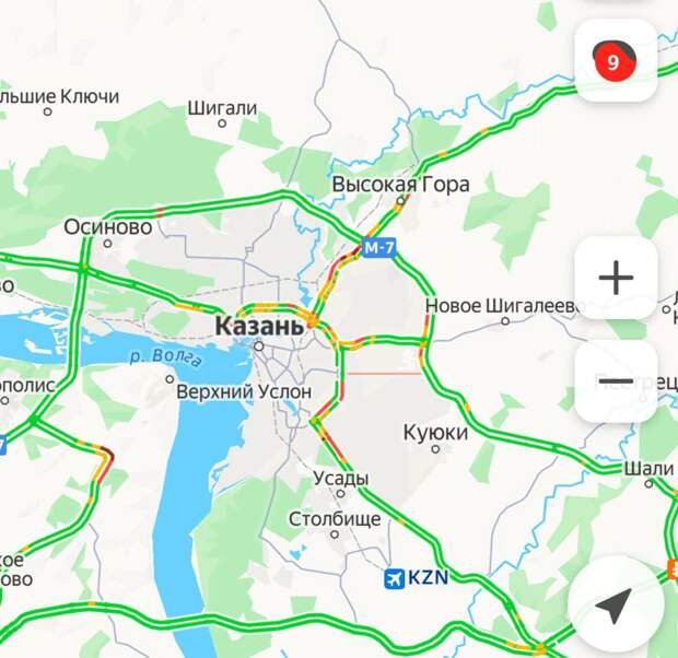 Пробки в Казани из-за снегопада достигли 9 баллов