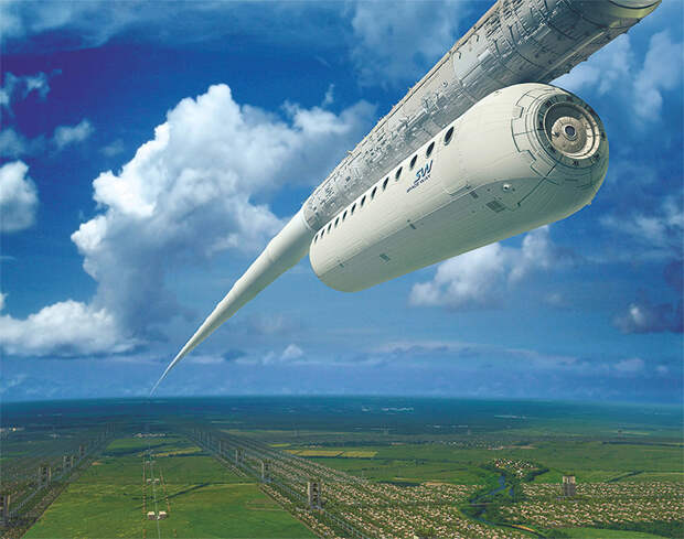 Общепланетарное транспортное средство во время подъёма в космос