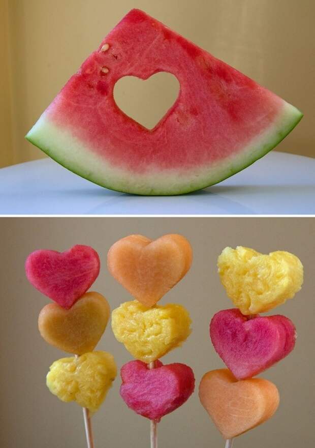 фрукты в форме сердец