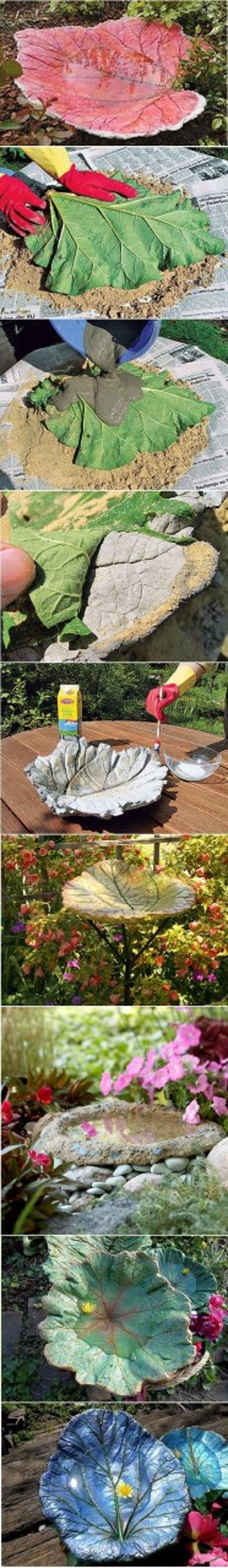How To Make A Stand Cast Birdbath in Leaf Shape: 