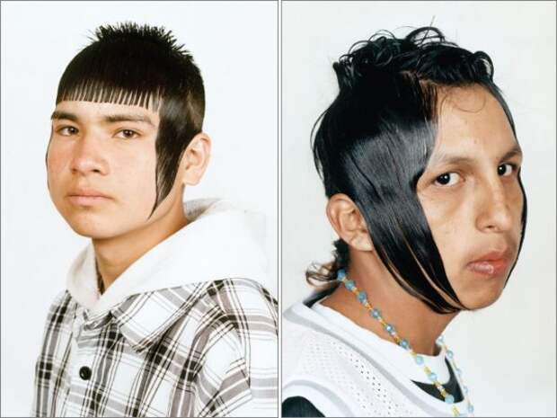 Коллаж из двух фото с нелепыми детскими причёсками
