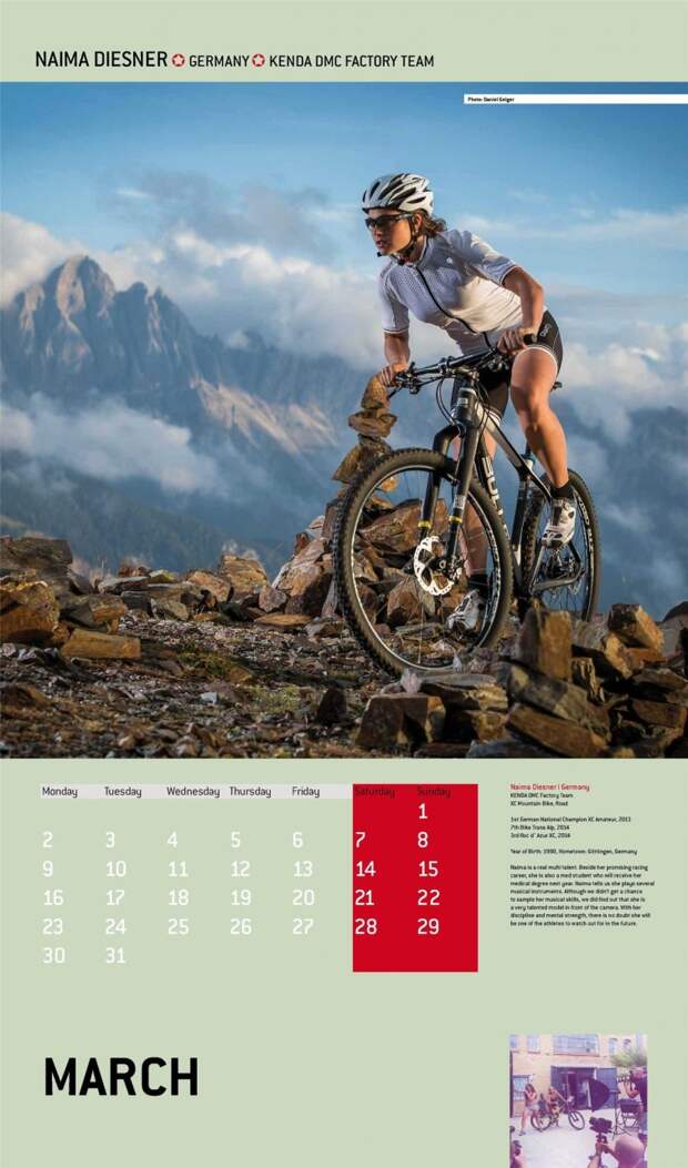 Профессиональные спортсменки в велосипедном календаре Cyclepassion calendar 2015 - Naima Diesner / Наима Дизнер