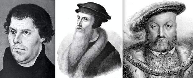 Вот они, настоящие "сотрясатели основ": Мартин Лютер, Жак Ковэн (Кальвин), Генрих VIII (а вовсе не Галилей и не Коперник)