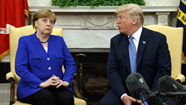 Президент США Дональд Трамп и канцлер Германии Ангела Меркель. Архивное фото
