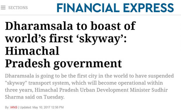 Dharamsala to boast of world's first skyway: Himachal Pradesh government