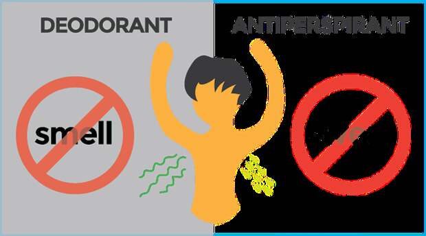 Дезодорант – от запаха, антиперспирант – от пота.