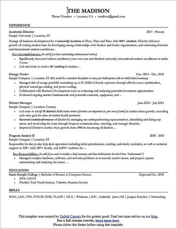 Ideal Resume Format