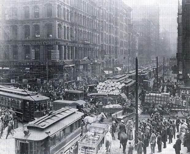 3. Час пик в Чикаго, 1909 было стало, интересно, история, пробки, пробки в москве тогда и сейчас, факты, фото