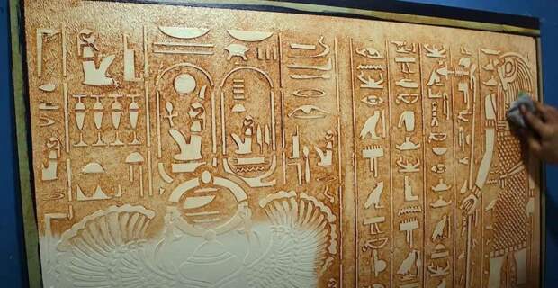 Декоративная отделка стен в стиле древнеегипетских иероглифов