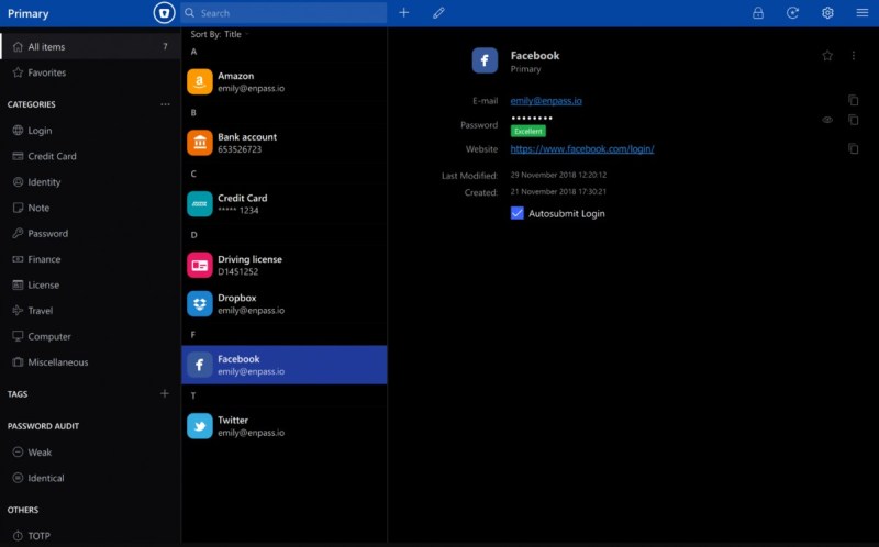 Enpass Dashboard