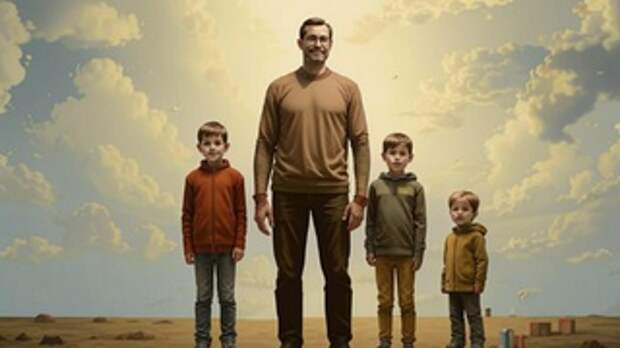 Многодетный отец / Изображение сгенерировано с помощью нейросети Kandinsky by Sber AI / amic.ru