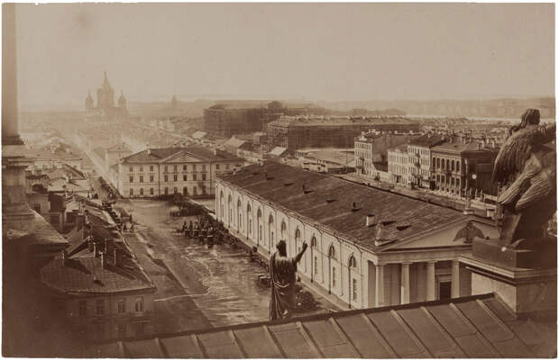 1858 Пьер-Амбруаз Ришбур. Перспективный вид с Исаакиевского собора в сторону Благовещенской площади. Собрание ГМИСПб
