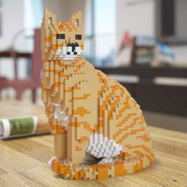 Скульптуры кошек из LEGO (26 фото)