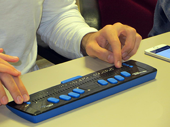a photo of a Braille line