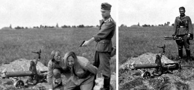 Фотофейк о расстреле немецким солдатом рыдающих советских пулеметчиц