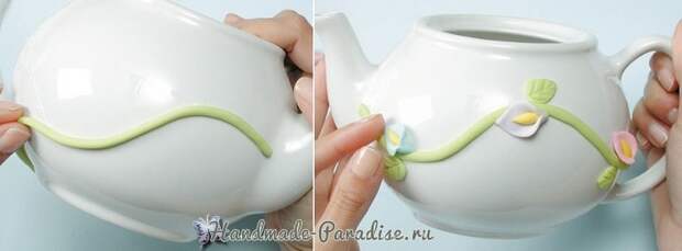 Декорирование чайной посуды лепкой (5)