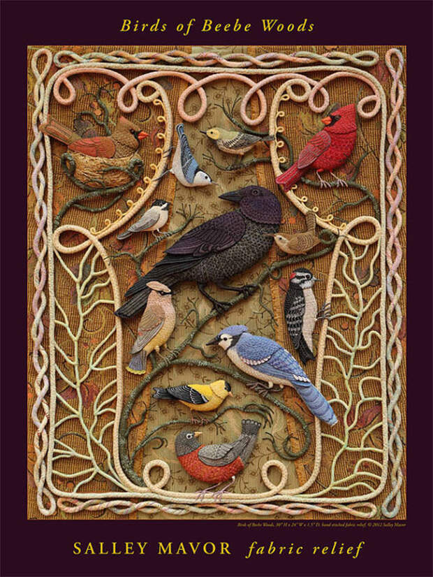 Райские птицы из войлока с вышивкой (18) (525x700, 525Kb)