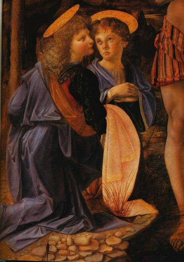 Фрагмент Крещение Христа.  Леонардо да Винчи