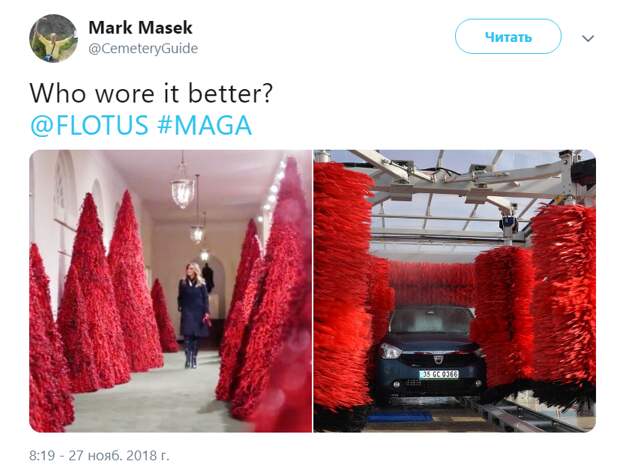Красные елки Мелании Трамп высмеяли в сети