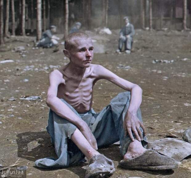 Освобожденный заключенный концентрационного лагеря Эбензее в Австрии, 8 мая 1945 года. история, люди, мир, фото