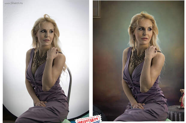 Портрет до и после Фотошопа