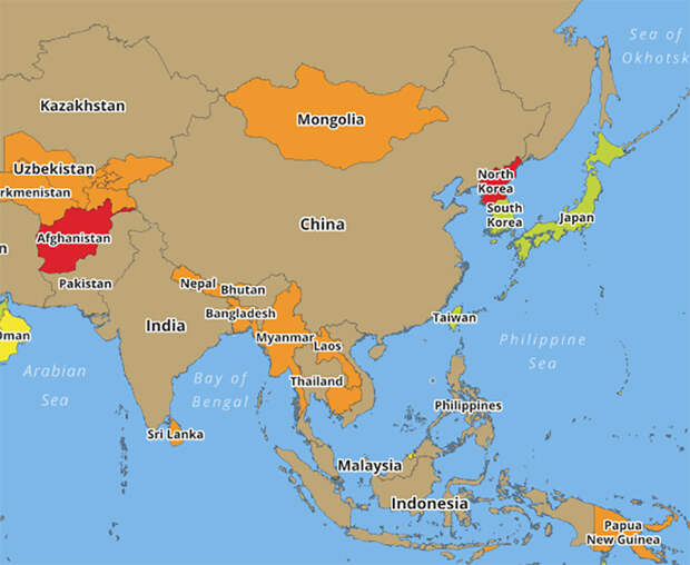 Карты самых опасных стран на планете для тех, кто планирует путешествия на 2018 год