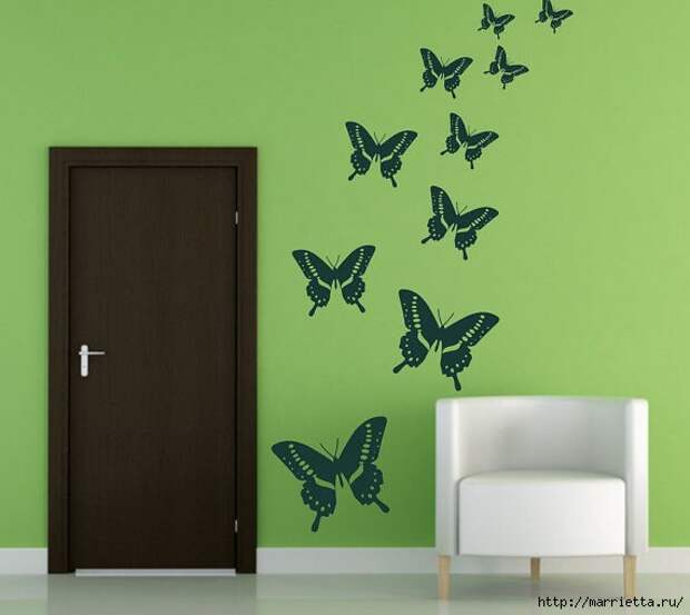 Порхающие бабочки в интерьере. Трафареты для стен и потолка (29) (570x509, 97Kb)