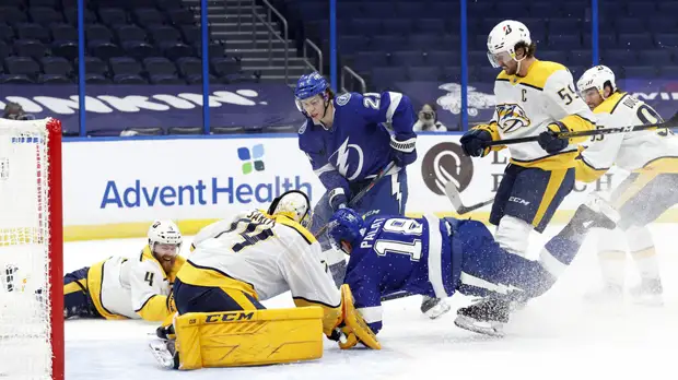 «Тампа» победила «Нэшвилл» в матче НХЛ, Сергачёв набрал одно очко
