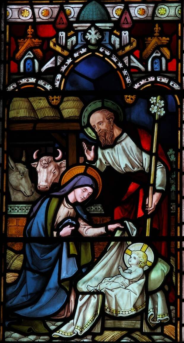 Рождество Христово. Витраж. Bishop Monkton (Англия)
