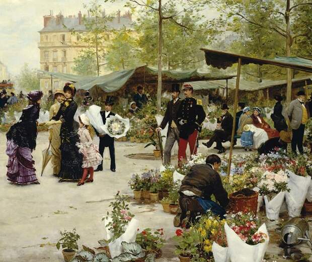 Нижний рынок. Victor Gabriel Gilbert, 1881 год. | Фото: fiveminutehistory.com.