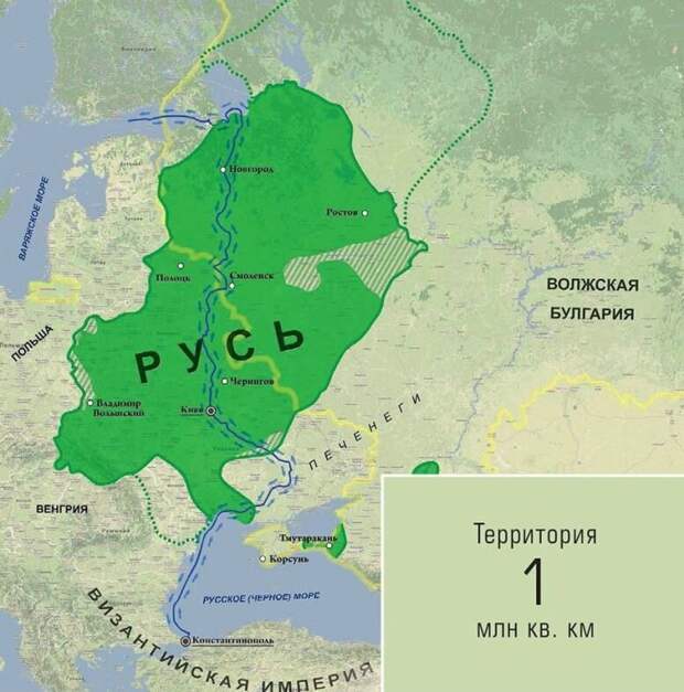 Территория Руси в начале X века. Как моно понять, это было государство русских, а не поляков, литовцев или татар