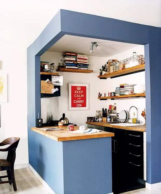 Искусственно обозначенное пространство дизайн, интерьер, маленькая кухня, полезные советы для дома, фото