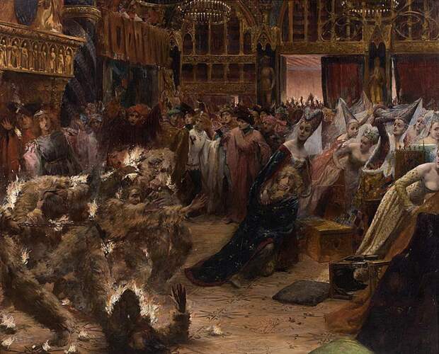 Художник Жорж-Антуан Рошгросс. «Бал объятых пламенем». 1889 год