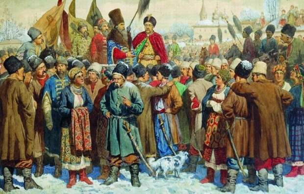 Картина "Богдан Хмельницкий. Присоединение Малороссии" работы Алексея Кившенко, 1654 год. Public Domain/ Wikimedia Commons