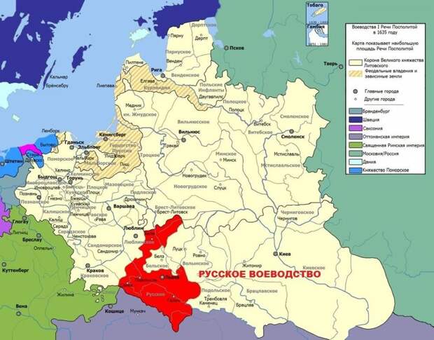 Русское воеводство на карте Речи Посполитой