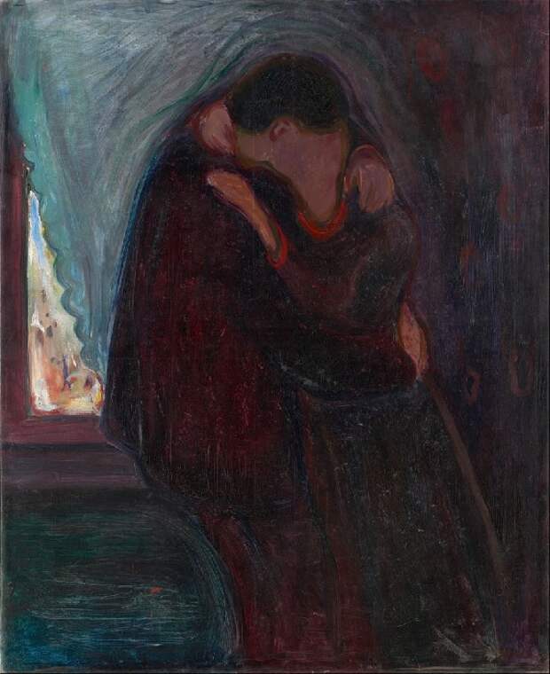 «Поцелуй» (1897 год). Автор: Эдвард Мунк.