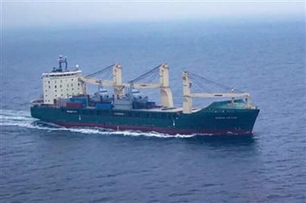 Cargo ship Ocean Grand, carrying two refitted former U.S. Coast Guard patrol boats intended to bolster the Ukrainian navy, sails in the Ukrainian territorial waters near the Black Sea port of Odessa, Ukraine, in this handout picture released November 23, 2021. Press Service of the Ukrainian Naval Forces Command/Handout via REUTERS