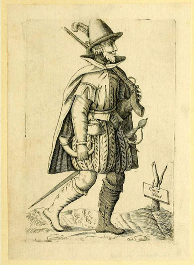 Мужская шляпа на гравюре XVI века, Италия