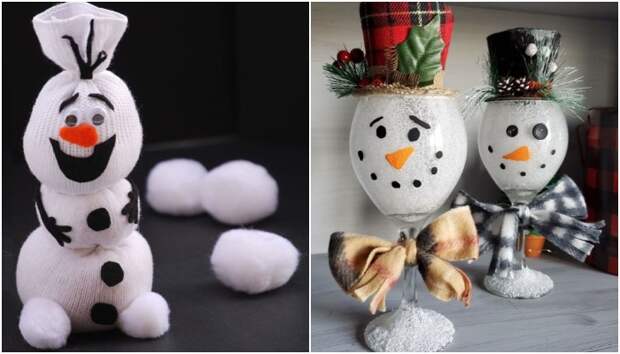 Новогодний декор: как из подручных средств сделать очаровательного снеговика