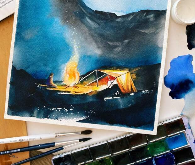 Мастер-класс по живописи акварелью «Ночная сказка»