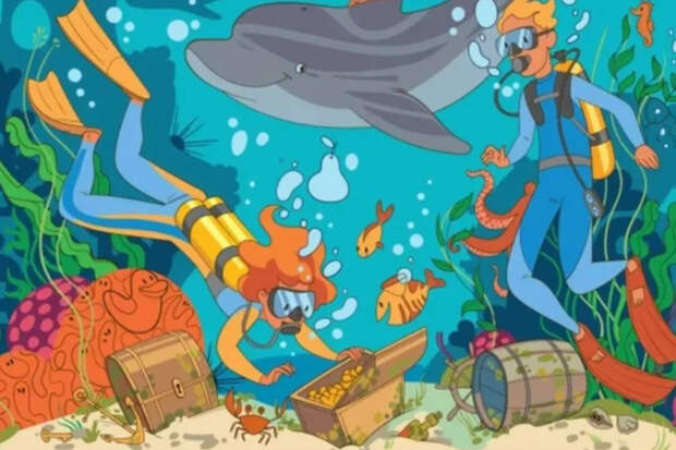 Найдите ключ на картинке с дайверами — тест на внимание