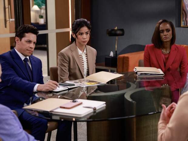 David Del Rio as âBilly Martinezâ, Leah Lewis as âSarah Franklinâ, and Skye P. Marshall as âOlympia Lawrenceâ