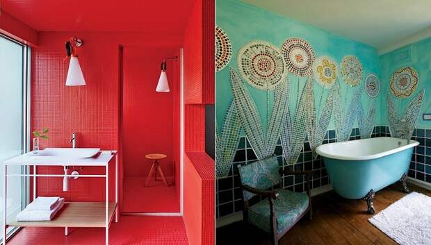 Красочные ванные комнаты, которые подарят массу положительных эмоций.
